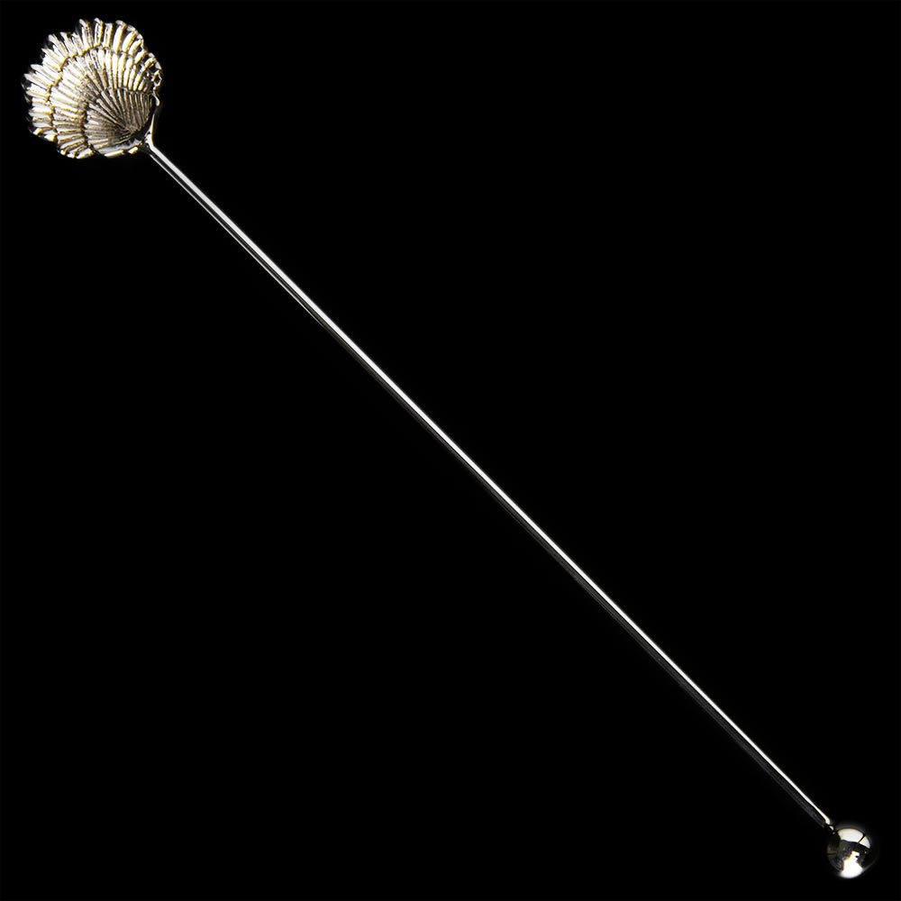 Cuchara de barra con forma de vieira bañada en plata Classico de 32 cm