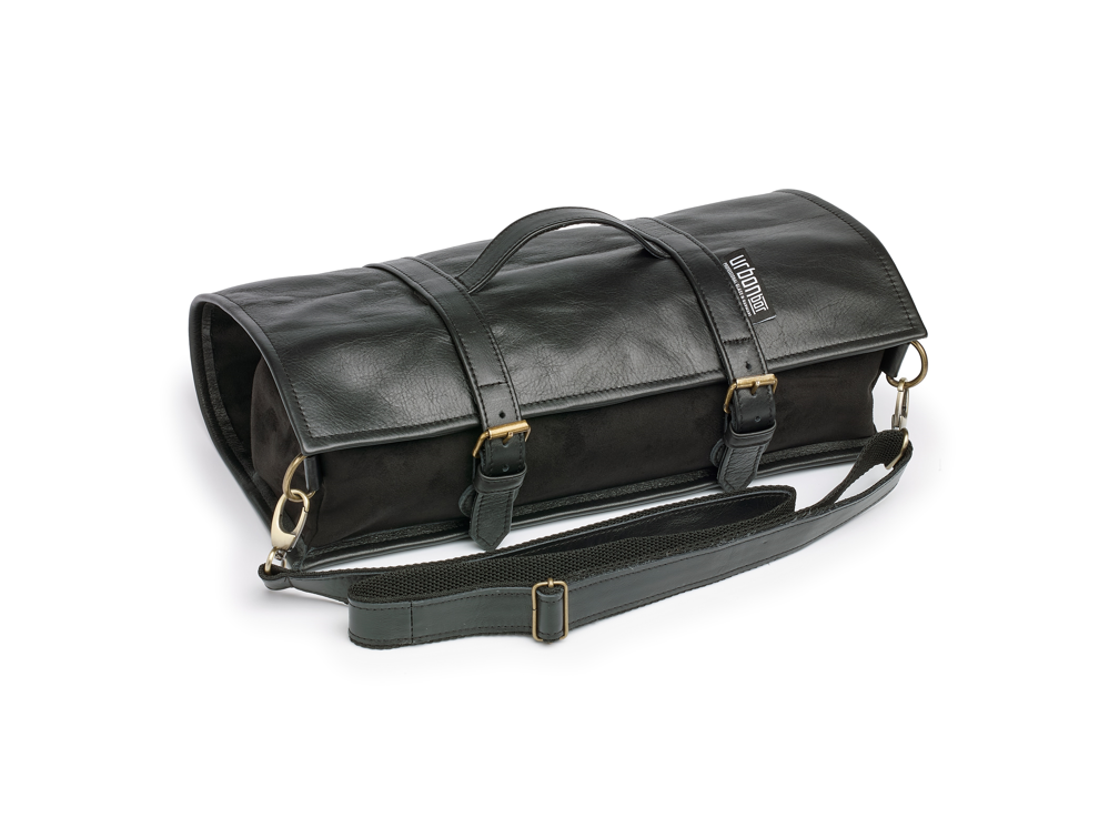 Bolsa de herramientas enrollable de cuero negra