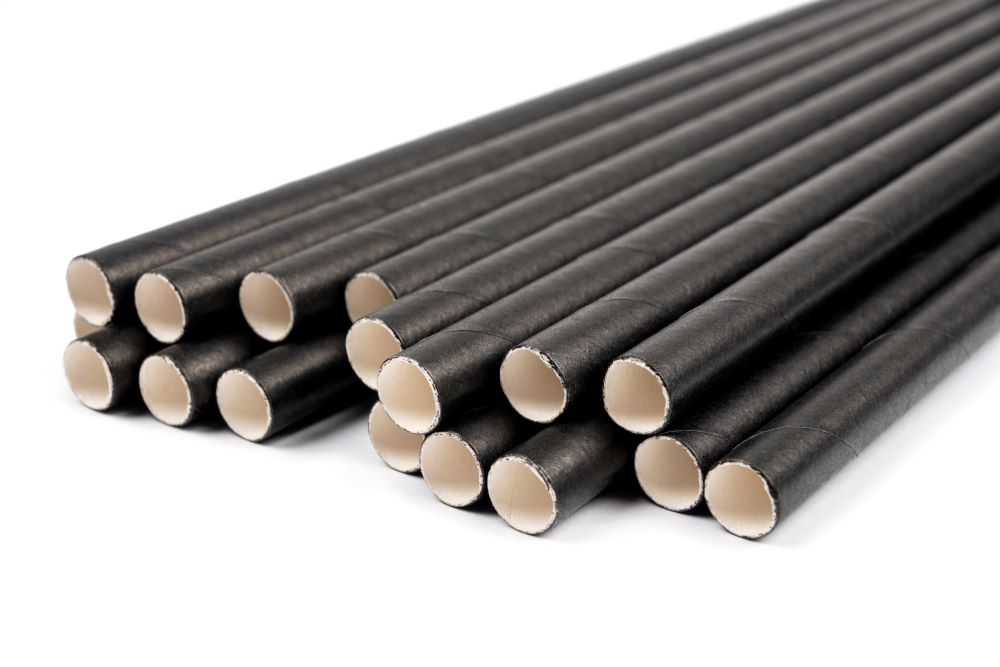Pailles à cocktail en papier noir, boîte de 250
