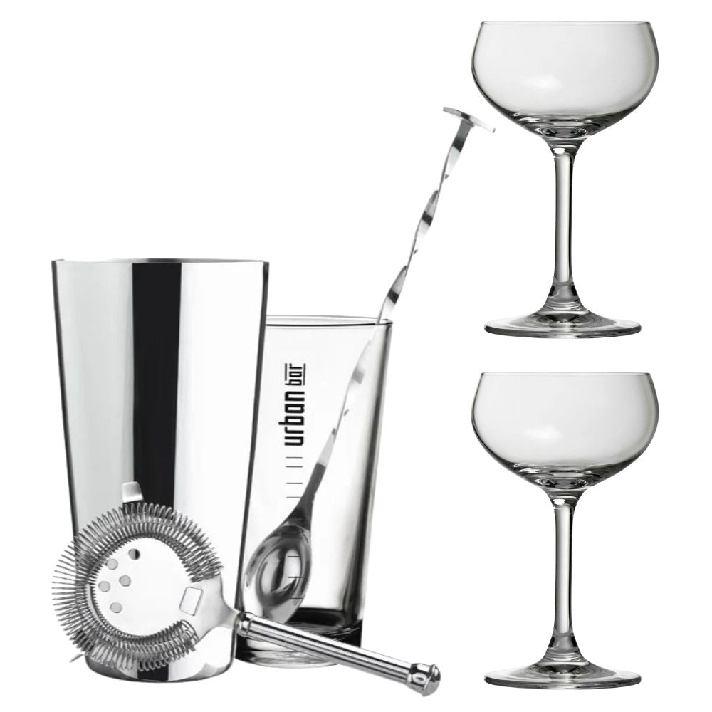 Cocktail Kit and Coupe Glass Set