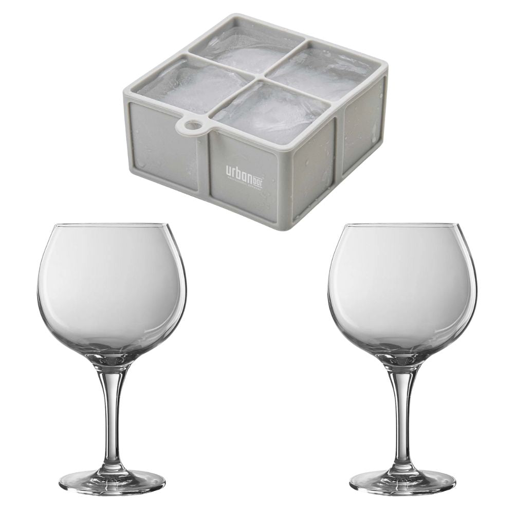 Ice Cube Tray and Gin Balloon Glass Set