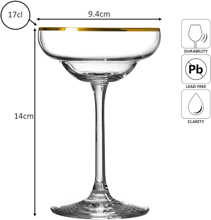 Gold Rim Coley® Crystal Glass Coupe 17cl