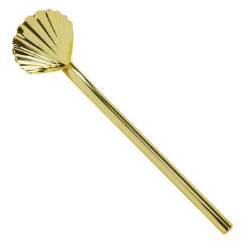 Gold Scallop Straw Stirrer 14cm (pack of 6)