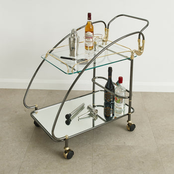 Vintage Italian Mirrored Drinks Trolley